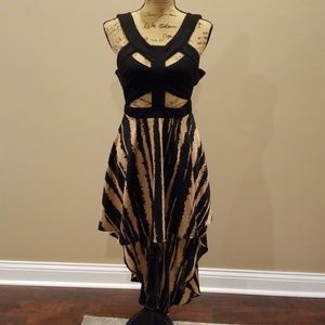 Reverse cages black bust high low dress R110:4:618